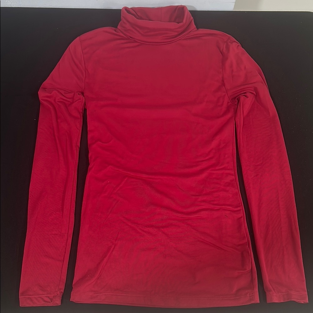 Red Turtleneck Long Sleeve Top